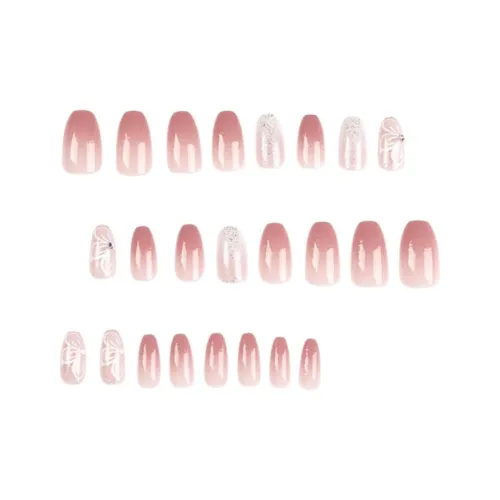 WW 0930 Instagram стиль Минималистские Накладные ногти Cropped Лепесток Nail Art Заплатки Оптовая MID Длина (длина размер) Розовый Градиент