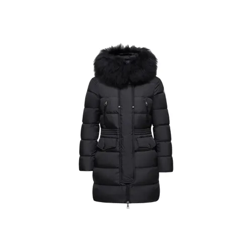 Moncler Aphroti Series С капюшоном овчина длинный пуховик пуховик женский черный