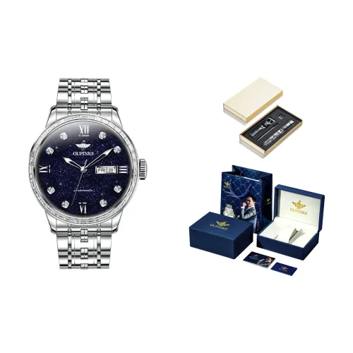 Oupinke Starry Sea Collection Механический механизм ремешок из нержавеющей стали мужские часы синий циферблат