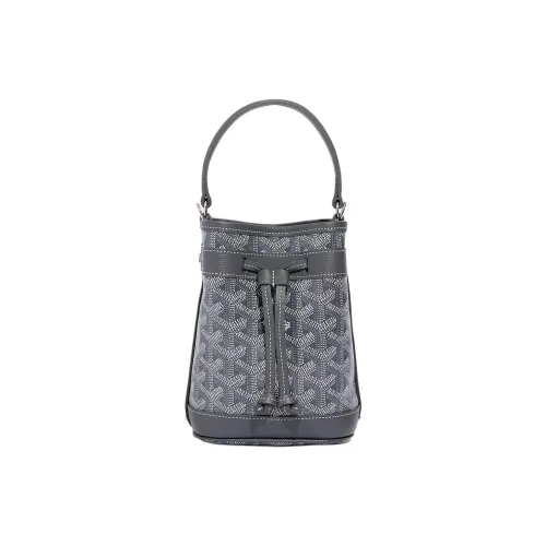 GOYARD Petit Flot Goyardine Холст Ведрообразная Сумка Сумка через плечо Мини Женская Серый
