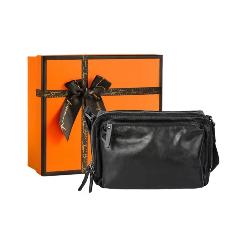 OUBOTE Сумка через плечо из коровьей кожи Мужская Черная