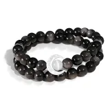 Браслет с бусинами "Звезда и Луна" - Пара - Черный