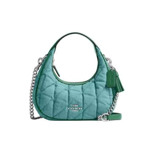 COACH CARMEN Denim Crossbody One Shoulder Bag Mini Women's Green COACH CARMEN Деним Через плечо Одно плечо Сумка Мини Женская Зеленая
