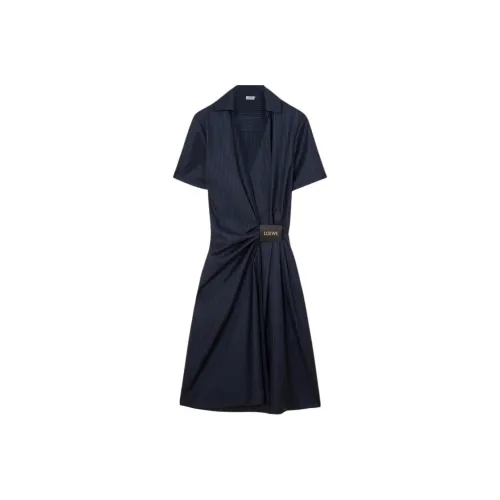LOEWE Blue Женские Короткие Платья с Рукавами
