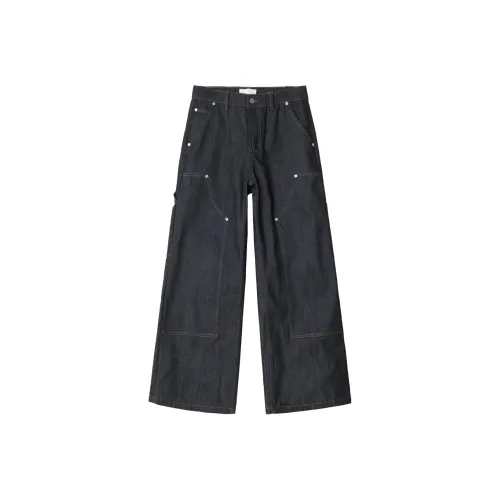 YICHEN Темно-циановые Черные Унисекс Джинсы