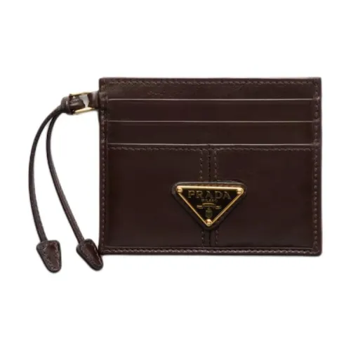 PRADA Коровья кожа Держатель для карт Стандартный Женский Темно-коричневый
