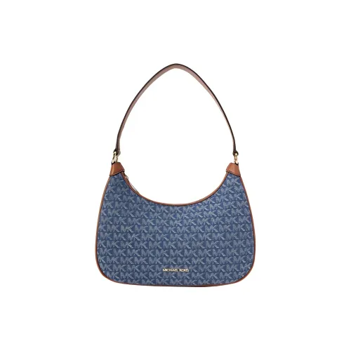 MICHAEL KORS Штучная кожа Ткань Плечевая сумка Сумка полумесяца Большая сумка Женская Джинсовый синий и кожа коричневая