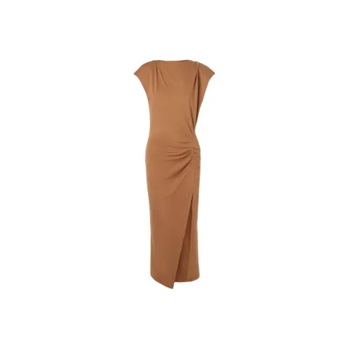 ISABEL MARANT ETOILE Короткое платье с короткими рукавами женское карамельного цвета