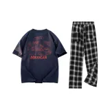 Комплект одежды (Темно-синий топ + Черные штаны)