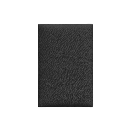 HERMES Calvi Epsom Телячья кожа Держатель для визиток Монетница Кошелек Держатель для карт Женский Черный