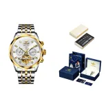 Стальной ремешок с белым циферблатом