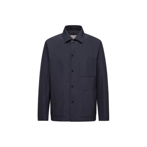 Moncler Cougourde Series Пуховая рубашка-куртка Пуховик Мужской Королевский синий