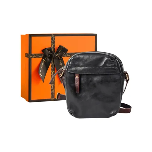 OUBOTE Сумка через плечо из коровьей кожи мужская черная коричневая