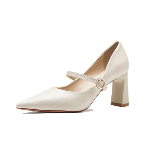 City Camel Грубый каблук Высокие каблуки Женские Шампанское