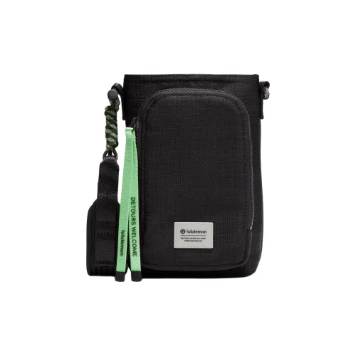 lululemon Цветовой блок Бутылочная сумка через плечо Унисекс Черный