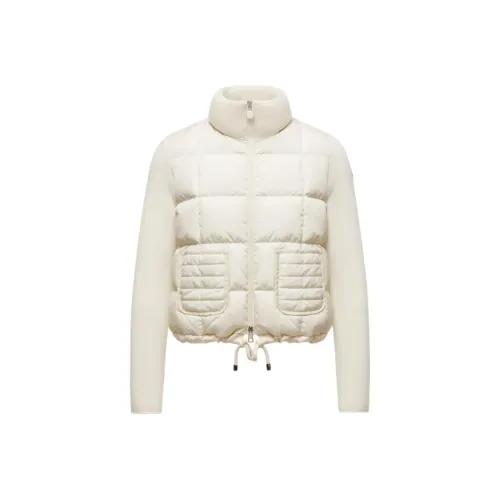 Moncler Padded Corduroy Collection Квадрат Стеганый Утепленный Шерсть ZIP UP Кардиган Пуховик Женская Белая