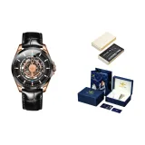 Черная кожа, розовый корпус, черный циферблат