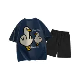 Темно-синий топ, черный низ