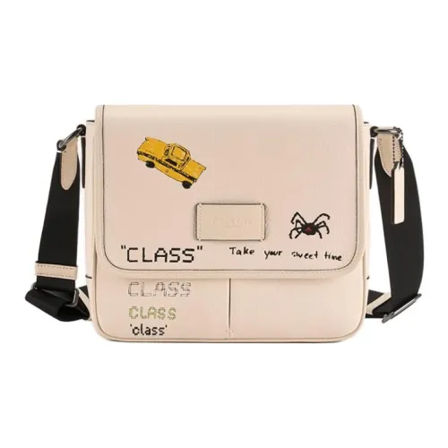 COACH Спринт Коровья кожа Сумка через плечо Сумка на плечо Средняя Мужская Мел Белый