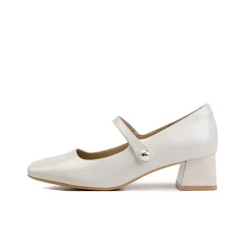Fawn Miri Грубый каблук Туфли Мэри Джейн Женские Экрю