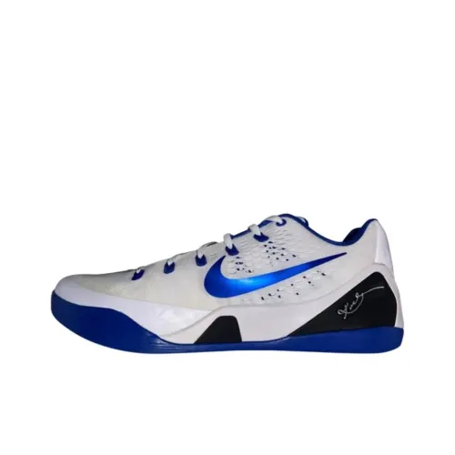 Nike Kobe 9 Устойчивые к истиранию Низкие Баскетбольные кроссовки Мужские Белые и Синие