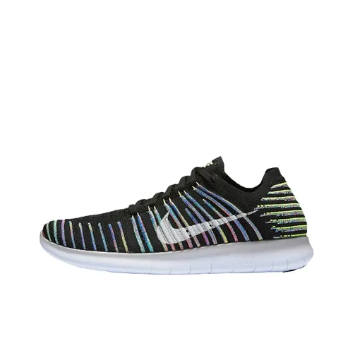 Nike Free RN Flyknit Устойчивый к истиранию Низкий Топ Повседневные Беговые кроссовки Женские Черные