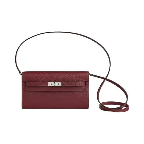HERMES Kelly Evercolor Телячья кожа Сумка через плечо Кошелек Женский 55 Руж H HERMES Красный