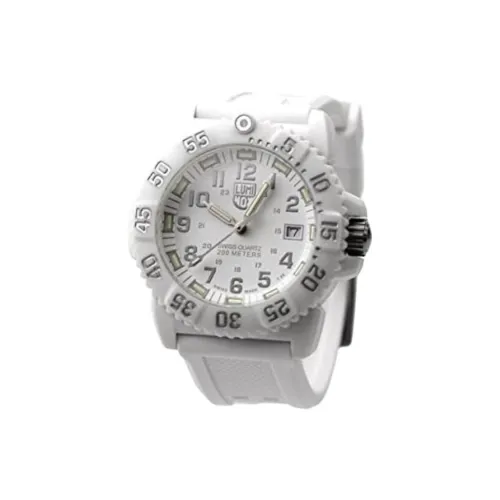 LUMINOX Кварцевый механизм Мужские часы Часы 41 мм Белый циферблат Стеклянный корпус Резиновый ремешок