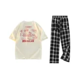 Комплект (абрикосовый топ+черные брюки)