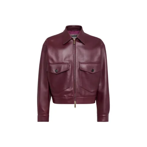 DSQUARED 2 Leather Jacket Men's Dark Red