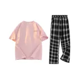 Комплект одежды (Розовый топ + Черные штаны)