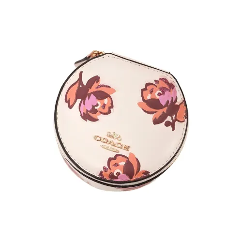 COACH Ювелирные украшения Bo Утонченный Телячья кожа Косметичка Мини Женские Мел белый Цветочный