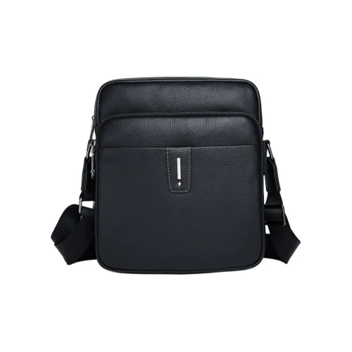 NOMK Сумка через плечо из коровьей кожи мужская черная