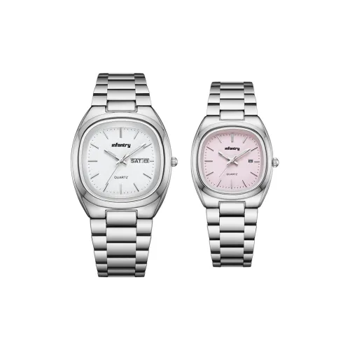 INFANTRY Кварцевый механизм нержавеющая сталь ремешок унисекс розовый циферблат часов