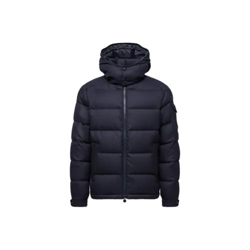 Moncler Montgenevre Series С капюшоном Шерсть Фланель Короткий Пуховик Пуховик Мужской Морской синий