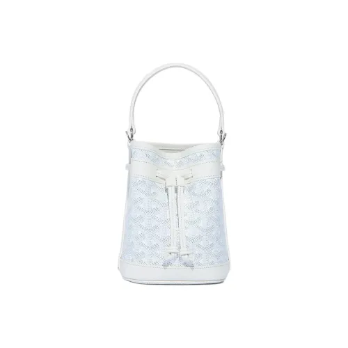 GOYARD Petit Flot Goyardine Холст Ведрообразная Сумка Сумка на Одно Плечо Мини Женская Белая