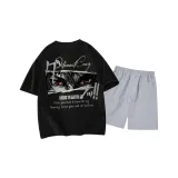 Чёрный топ, светло-серый низ