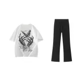 Белый топ+черные брюки