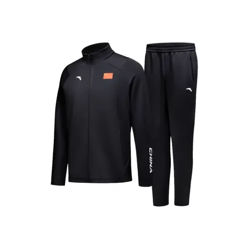 Anta Комплекты Основной черный Топ + Основной черный Низ Мужская Повседневная Спортивная Одежда