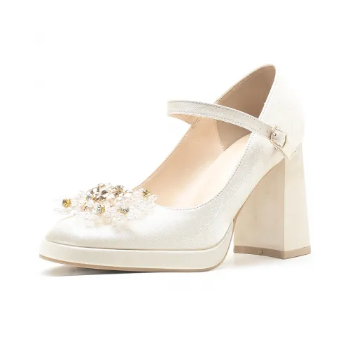 GOSO Грубый каблук Туфли Мэри Джейн Женские Абрикос