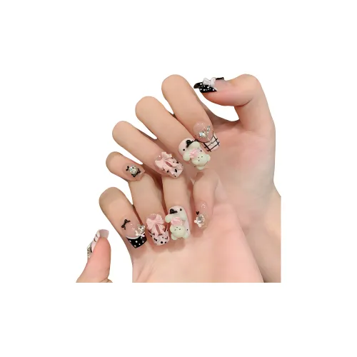 Suiyiie Handcrafted False Nail Румяна Cartoon Cute Кожа Премиум Маникюр Короткий LADDER Розовый Jump Цвет Французский