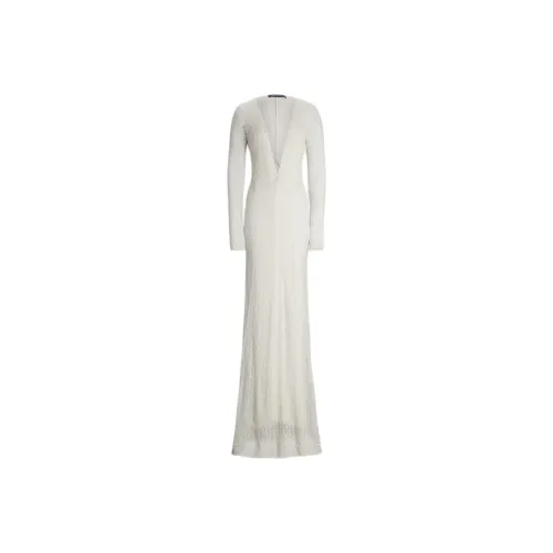 Ralph Lauren Collection Белое Женское Длинное Платье с Рукавами