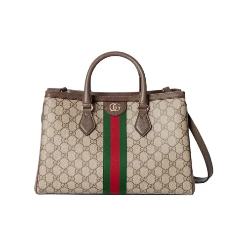 GUCCI Ophidia Кожа Тип покрытия Тоут Сумка Сумка для покупок Сумка через плечо Сумка Средний Женская Бежевая и Коричневая