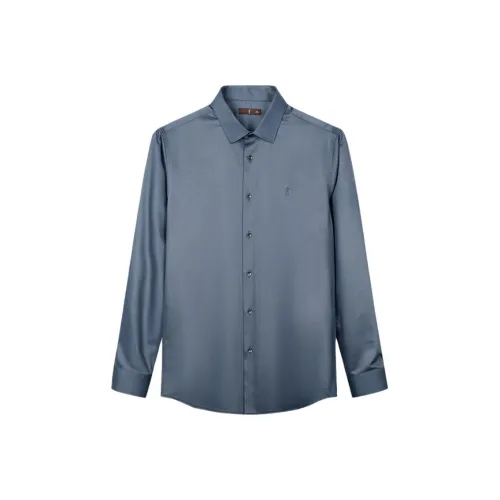 Wit Серый Синий Мужские Рубашки