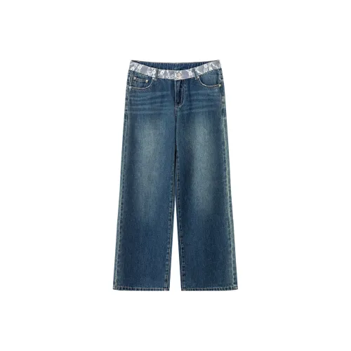 CHUU Средний джинсовый синий Женские джинсы