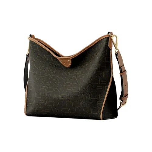 FION Сумка через плечо из искусственной кожи женская кофейного и верблюжьего цвета