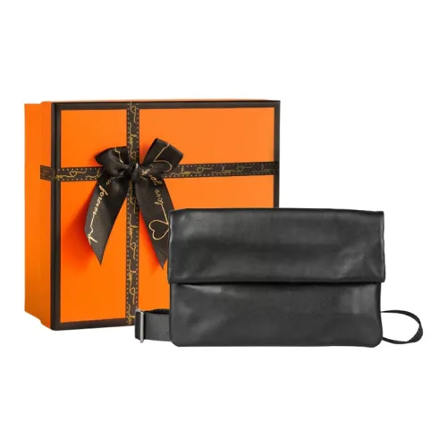 OUBOTE Растительное дубление Коровья кожа Сумка на плечо Мужской Черный