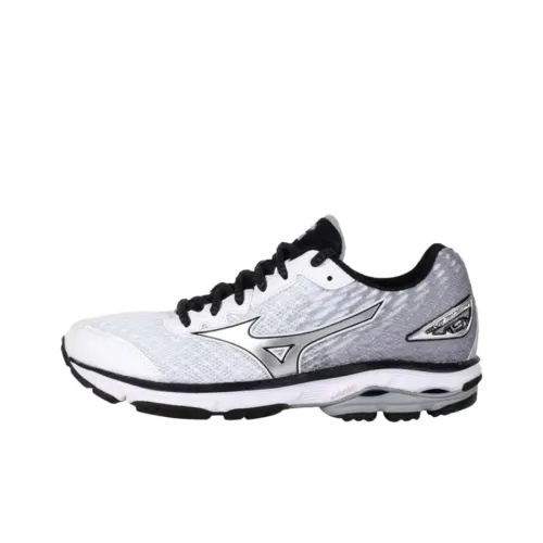 Mizuno Wave Rider 19 Устойчивые к истиранию Низкие Беговые кроссовки Женские Серебряные Белые