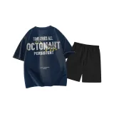 Темно-синий топ, черный низ