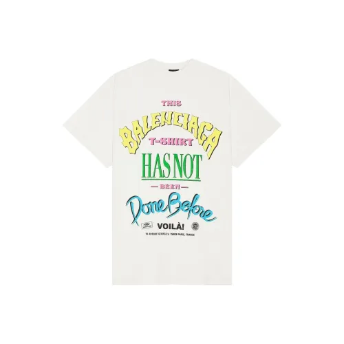 Balenciaga Logo Letter с принтом длинный с круглым вырезом с короткими рукавами футболка унисекс белый свободный крой